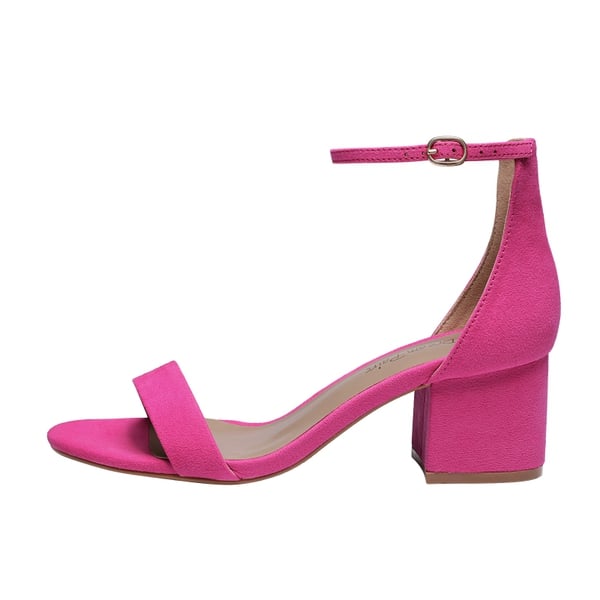 Chunky Low Heel Pump Sandals - FUCHSIA SUEDE - 1